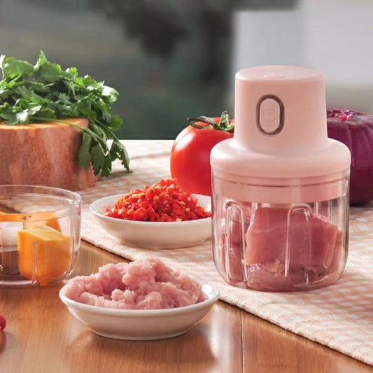 250ml Pink Usb Wireless Electric Garlic Masher Sturdy Press Mincer Vegetable Chili Meat Grinder