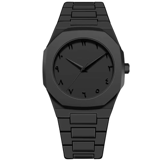 Wholesale Luxury Business Black Alloy Band Arabic Dial Watches for Men Custom Logo Montre Pour Homme Arabe