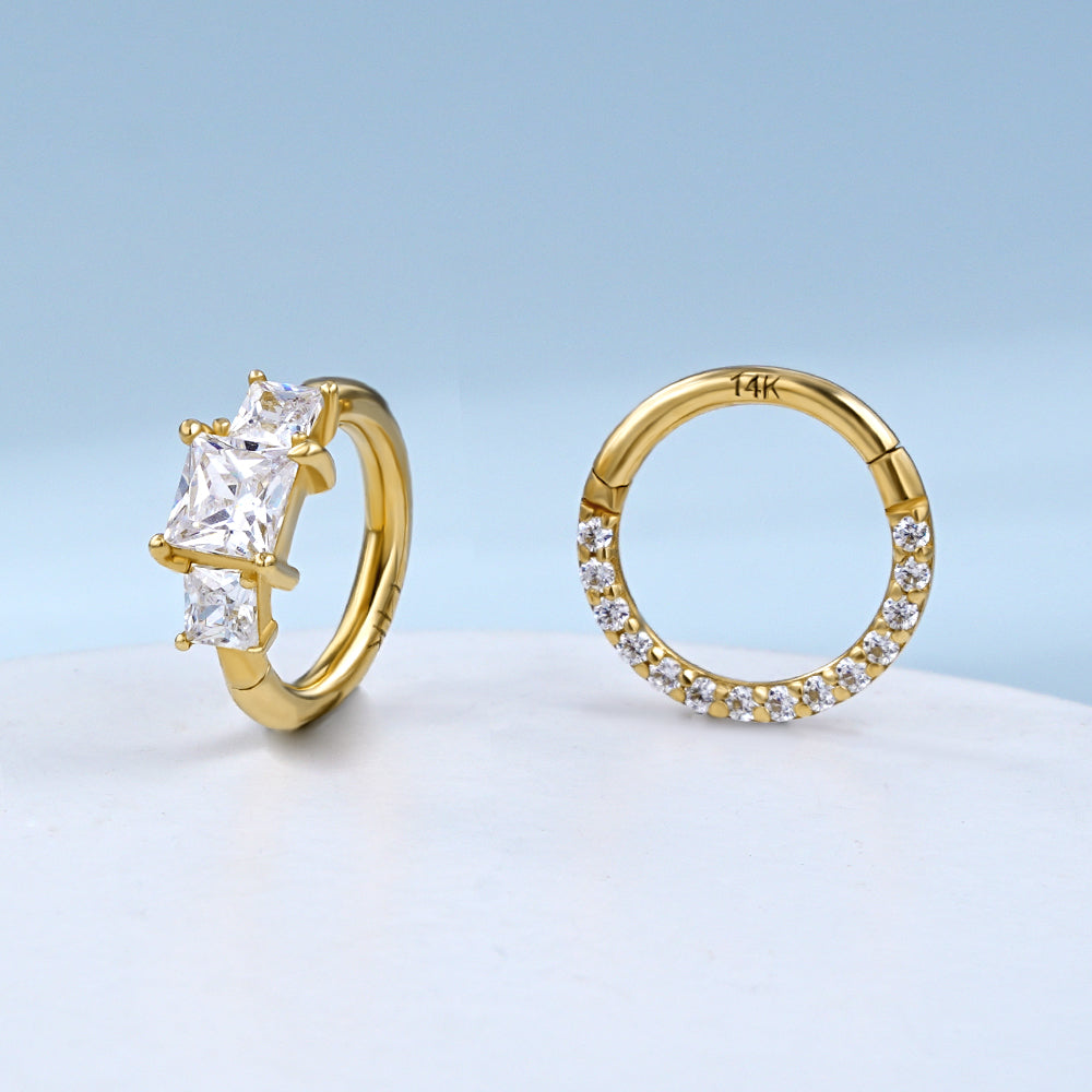 Toposh Clear CZ Cartilage Tragus Daith Earrings Solid 14K Real Gold Earrings Flat Back Cartilage Labret Stud Piercing Jewelry