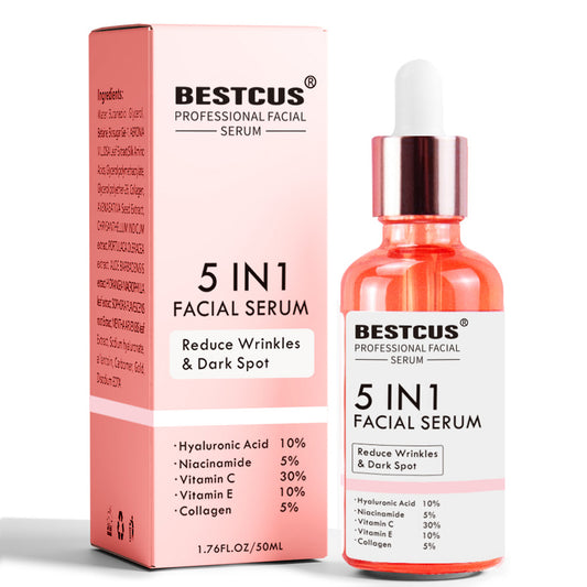 New Skin Care Serum Facial 5 in 1 Whitening Anti Aging Wrinkle Face Serum with 30% Vitamin C 5% Niacinamide 10% Anti Aging Serum